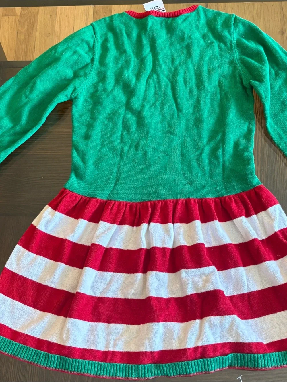 Well Worn Holiday Sweater Girls Christmas Elf Green/Red Sweater Dress SZ S 7/8